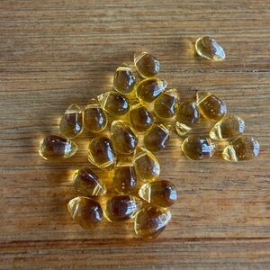 25 Amber Yellow Teardrop Pressed Glass Beads 9x5mm for Jewelry Craft Making